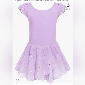 Arshiner Girls Ruffle Sleeve Ballet Dance Dress Tutu Skirted Leotard in Purple